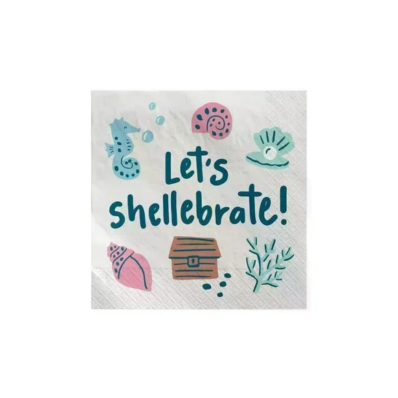 Spritz Paper Gift Treat or Favor Bags Mermaid It's A Shellebration & Napkins Bra - Picture 4 of 4